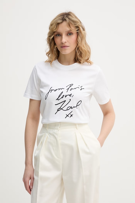 Karl Lagerfeld tričko dámské bavlněné bílá B2W17104