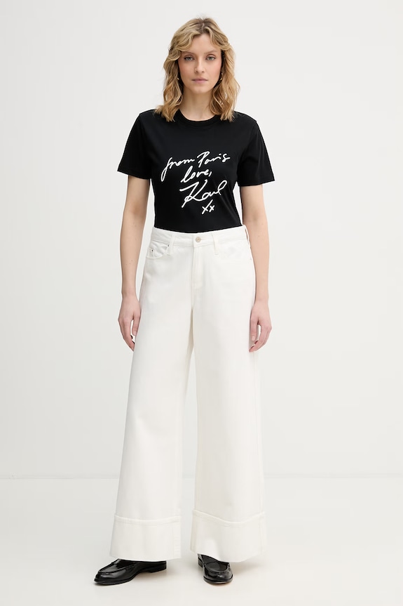 Karl Lagerfeld tricou pentru femei, din bumbac B2W17104 negru SS26