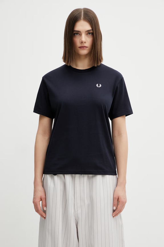 Fred Perry tricou din bumbac imprimeu bleumarin G1142