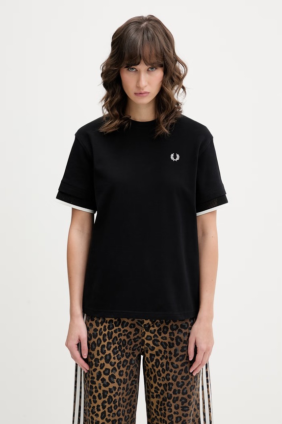 Bavlnené tričko Fred Perry jednofarebný čierna G2167