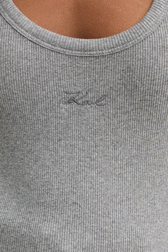 Karl Lagerfeld Τοπ γυναικείο βαμβακερό με ελαστάν B2W17092 γκρί