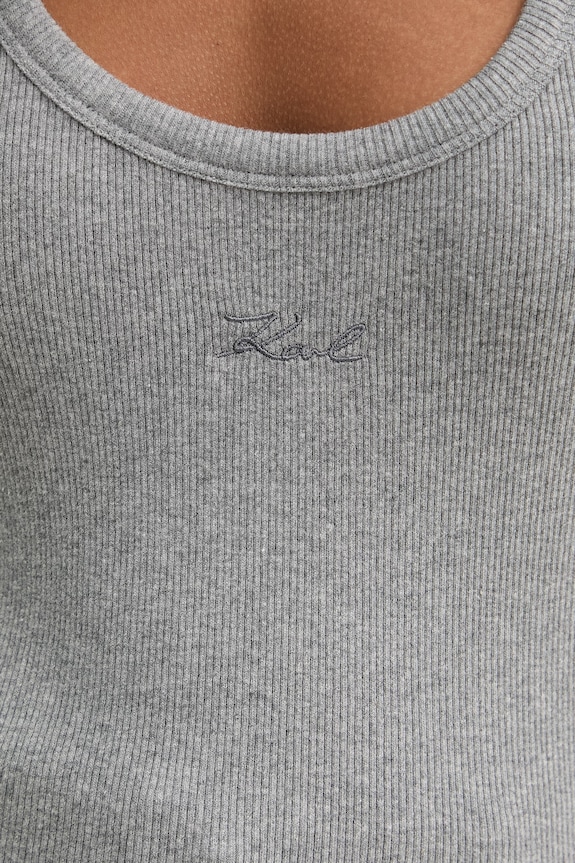 Karl Lagerfeld Τοπ γυναικείο βαμβακερό με ελαστάν B2W17092 γκρί