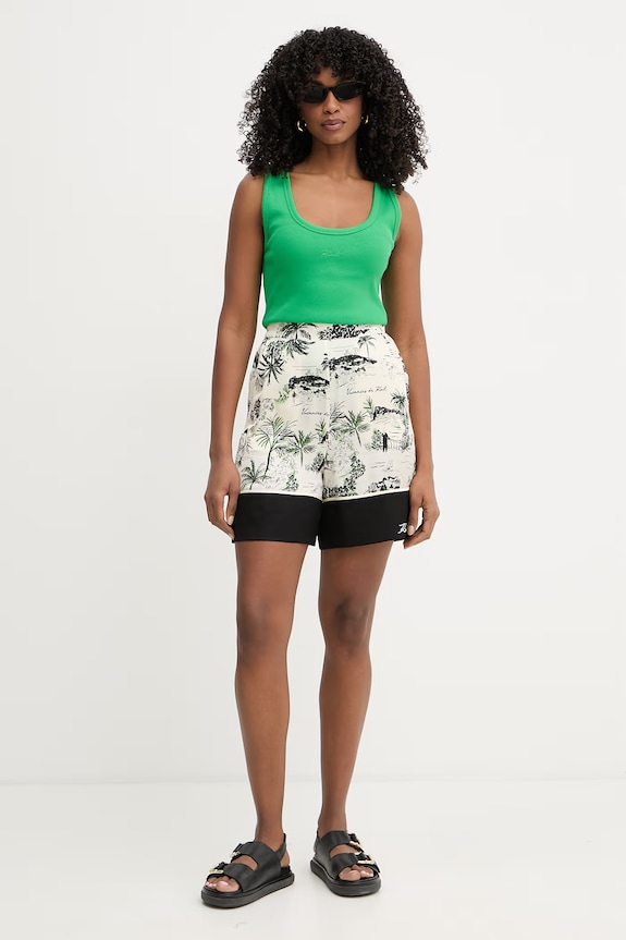 Karl Lagerfeld top da donna in cotone con elastan B2W17092 verde SS26