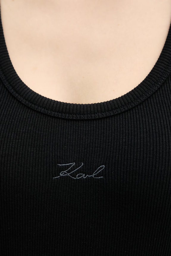 Karl Lagerfeld Τοπ Γυναικείο βαμβάκι με ελαστάν B2W17092 μαύρο