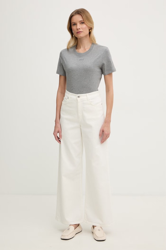 Karl Lagerfeld t-shirt basic damski bawełniany B2W17094 szary SS26