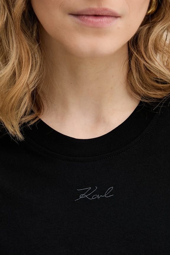 Karl Lagerfeld t-shirt basic damski bawełniany B2W17094 czarny