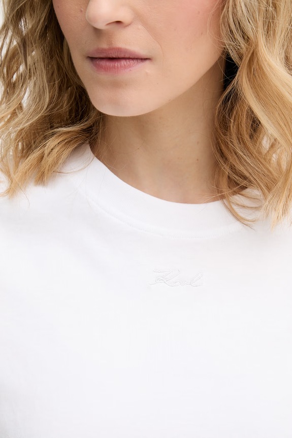 Karl Lagerfeld t-shirt basic damski bawełniany B2W17095 biały