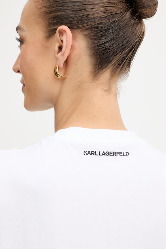 Dámske bavlnené tričko Karl Lagerfeld IKON B2W17081 biela