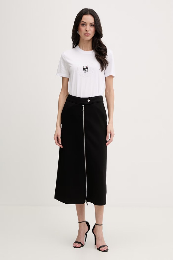 Karl Lagerfeld t-shirt Γυναικείο βαμβακερό IKON B2W17025 λευκό SS26