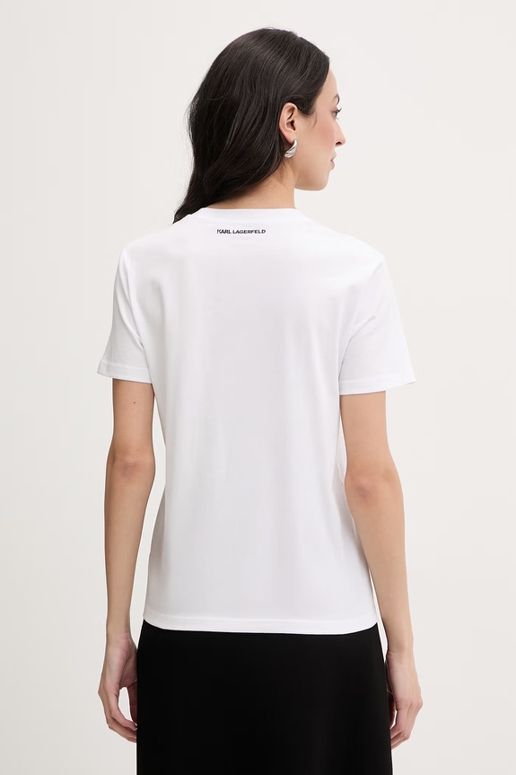 Ρούχα Karl Lagerfeld t-shirt Γυναικείο βαμβακερό IKON B2W17025 λευκό