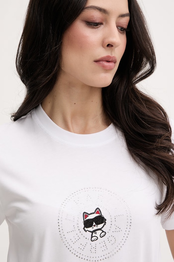 Karl Lagerfeld t-shirt Γυναικείο βαμβακερό IKON λευκό B2W17025