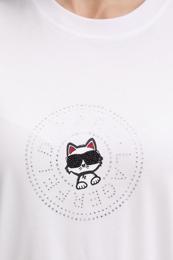 Karl Lagerfeld t-shirt Γυναικείο βαμβακερό IKON B2W17025 λευκό