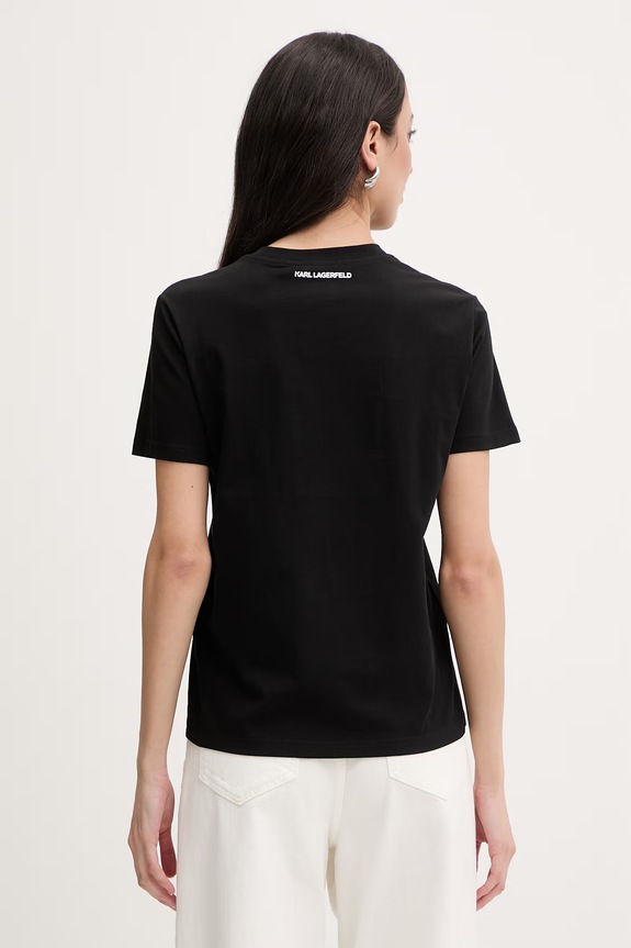 Ρούχα Karl Lagerfeld t-shirt γυναικείο βαμβακερό IKON B2W17025 μαύρο