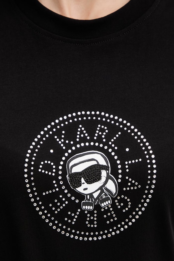 Karl Lagerfeld t-shirt γυναικείο βαμβακερό IKON B2W17025 μαύρο