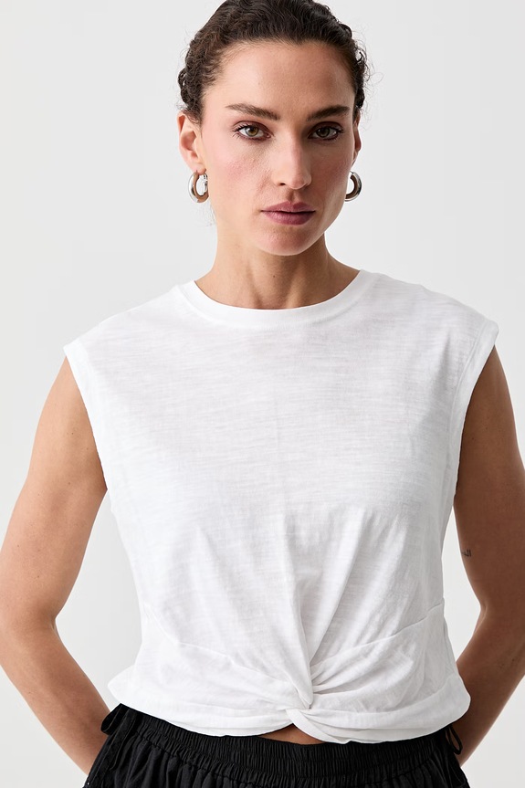 Levi's top damski bawełniany TWISTED FEMME SS beżowy 005JP