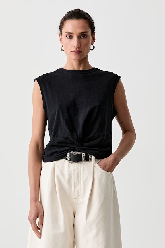 Levi's top damski bawełniany TWISTED FEMME SS czarny 005JP