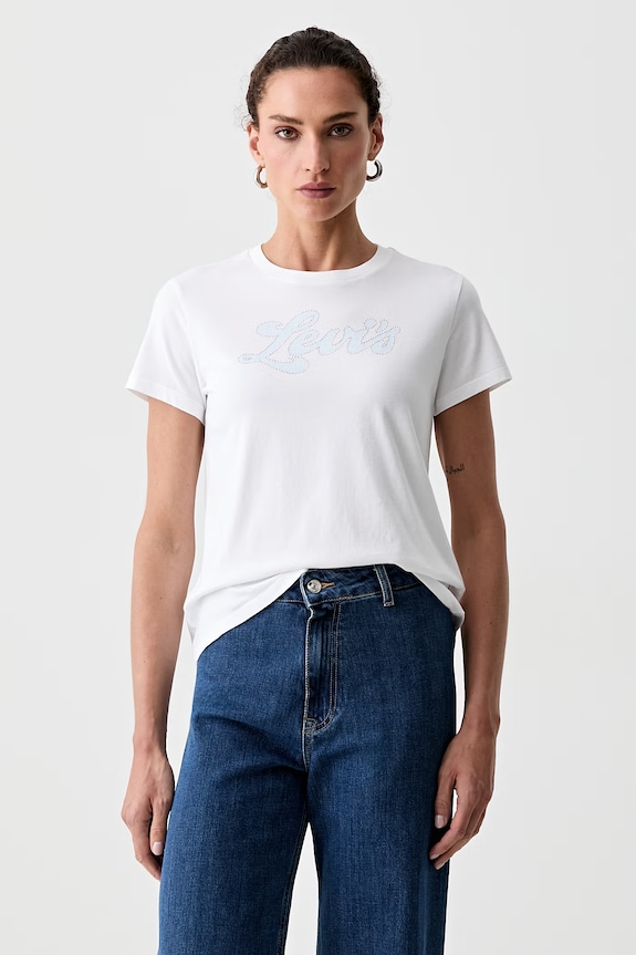 Levi's T-shirt oversize damski bawełniany THE PERFECT TEE biały 17369.3355