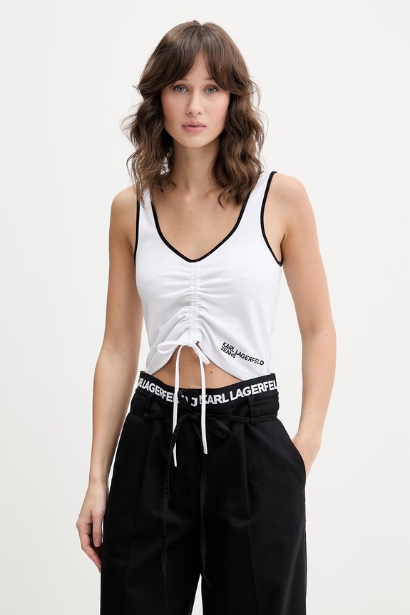 Karl Lagerfeld Jeans crop top dámsky biela B2W17051