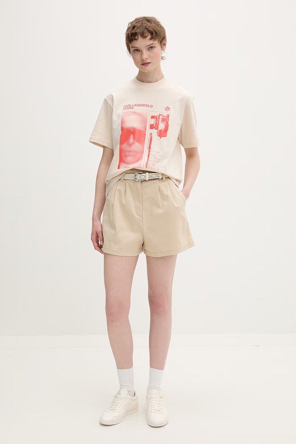 Karl Lagerfeld Jeans póló női pamut B2W17073 bézs SS26