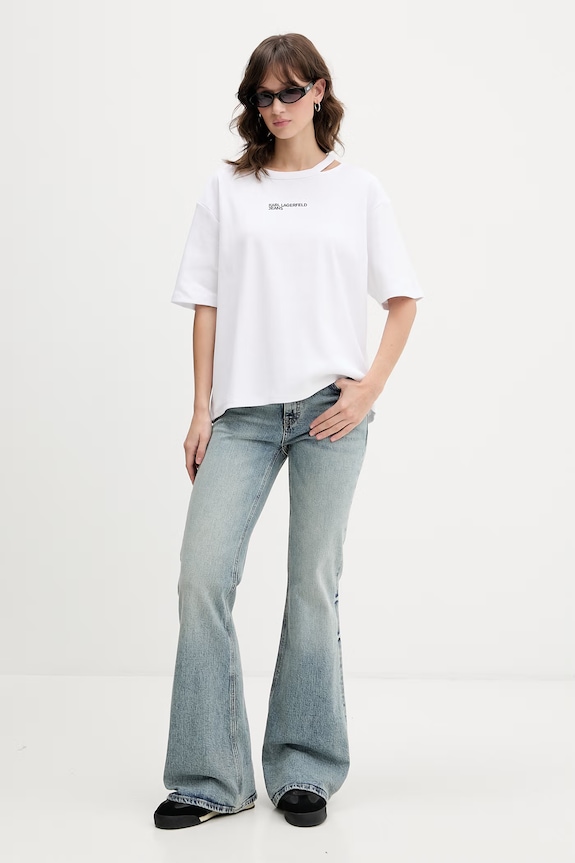 Karl Lagerfeld Jeans tričko dámske B2W17077 biela SS26