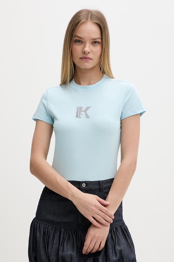 Karl Lagerfeld Jeans T-shirt damski bawełniany niebieski B2W17064