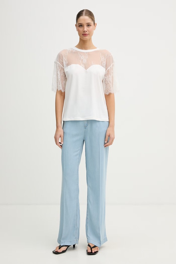 Blugirl Blumarine t-shirt damski bawełniany RA6132.J5003 biały SS26