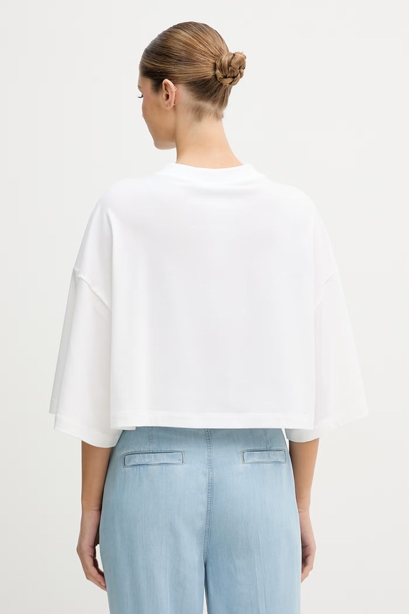 Odzież Blugirl Blumarine t-shirt damski bawełniany z elastanem RA6153.JS003 biały