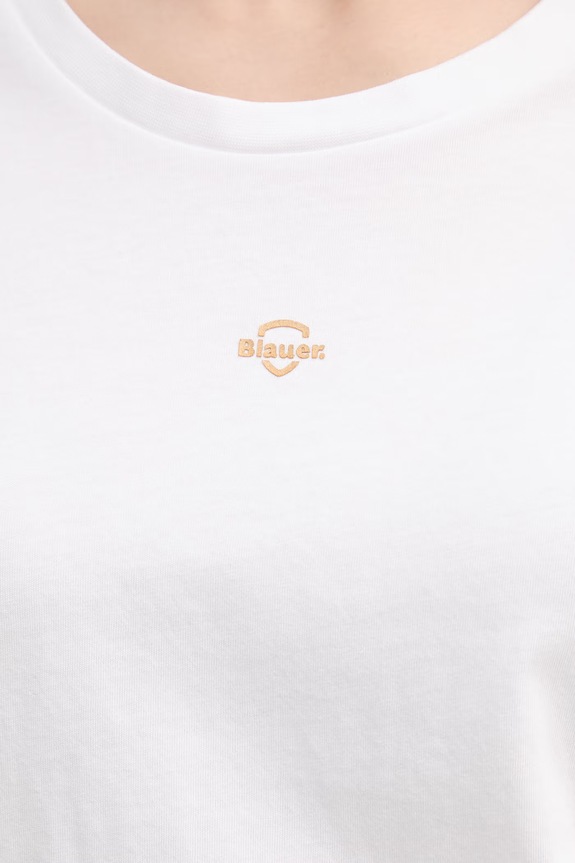 Blauer t-shirt damski bawełniany PUMPIES BLDH02211 biały