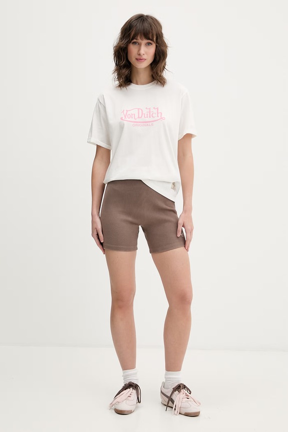 Von Dutch tričko dámske bavlnené VD.2.TR.WASH2 béžová SS26