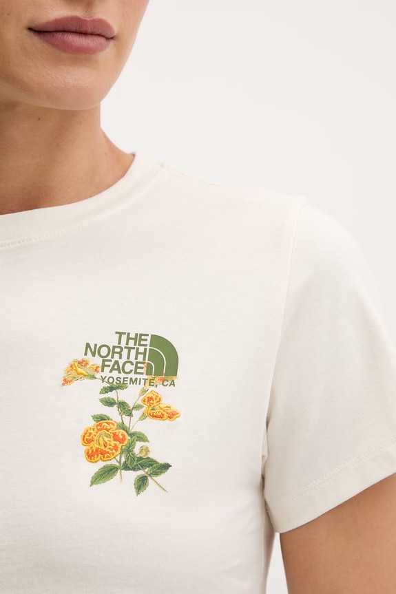 The North Face tricou de femei din bumbac FLORA EMBRO NF0A8G9QQLI1 bej