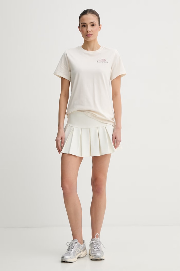 The North Face t-shirt damski bawełniany MONTE NF0A8GA9QLI1 beżowy SS26