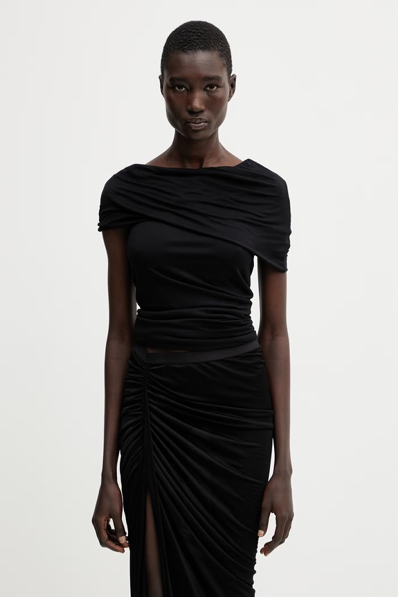 Rick Owens Lilies Lola bluzka na ramiączkach damska z wiskozy gładka czarny LI01F7223.RV