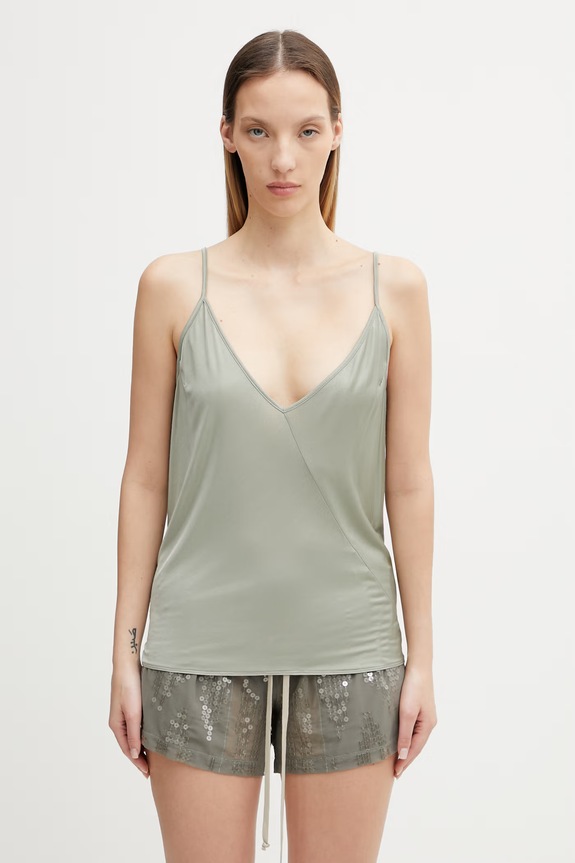 Rick Owens Lilies bluzka na ramiączkach damska z wiskozy gładka zielony LI01F7113.JVS