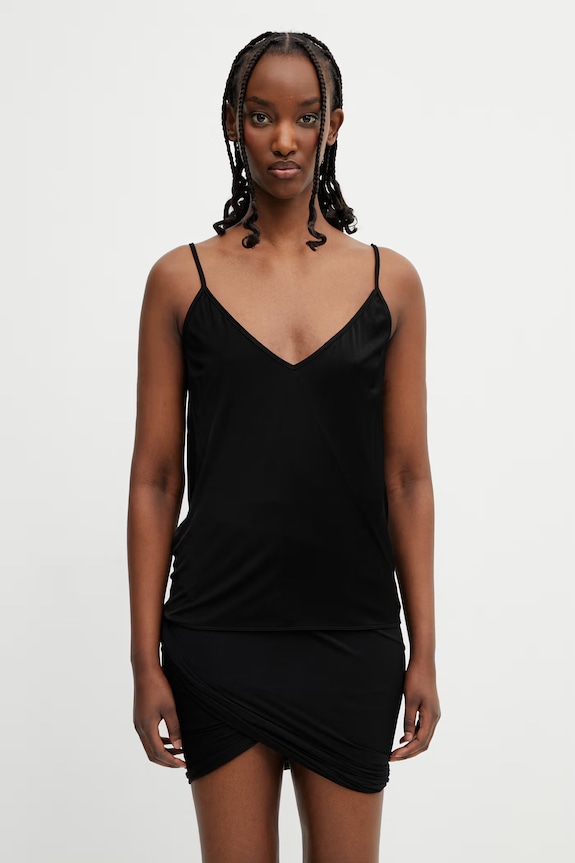 Rick Owens Lilies halenka na ramínka dámská z viskózy hladká černá LI01F7113.JVS