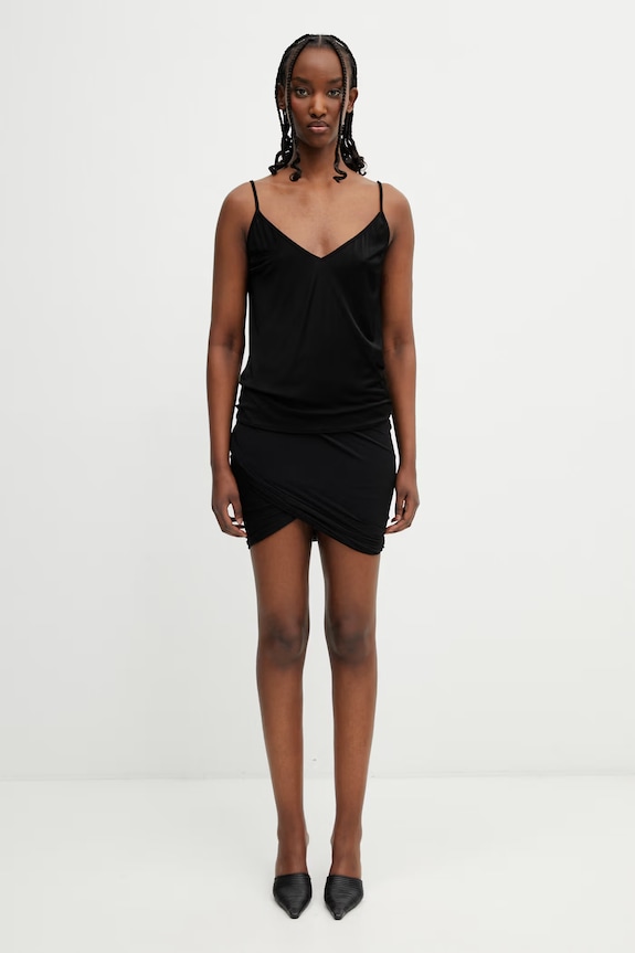 Rick Owens Lilies μπλούζα με τιράντες γυναικεία από βισκόζη LI01F7113.JVS μαύρο