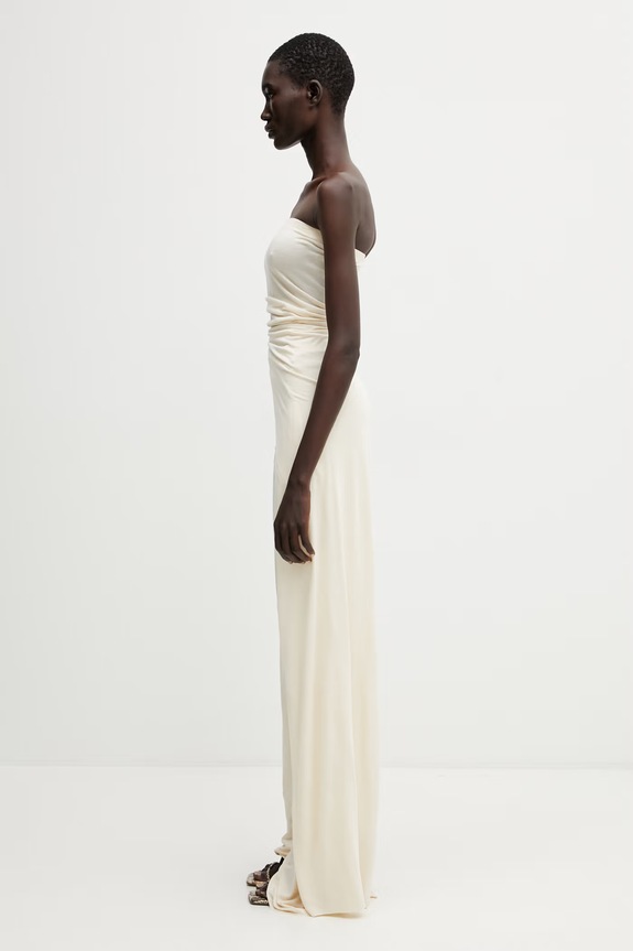 Rick Owens Lilies bluzka z odkrytymi ramionami damska z wiskozy gładka LI01F7114.RV beżowy SS26