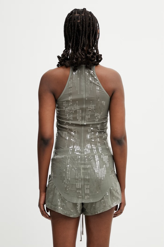 Oblečení Rick Owens Lilies Basic halenka na ramínka dámská s filtry LI01F7101.TUSM21 zelená