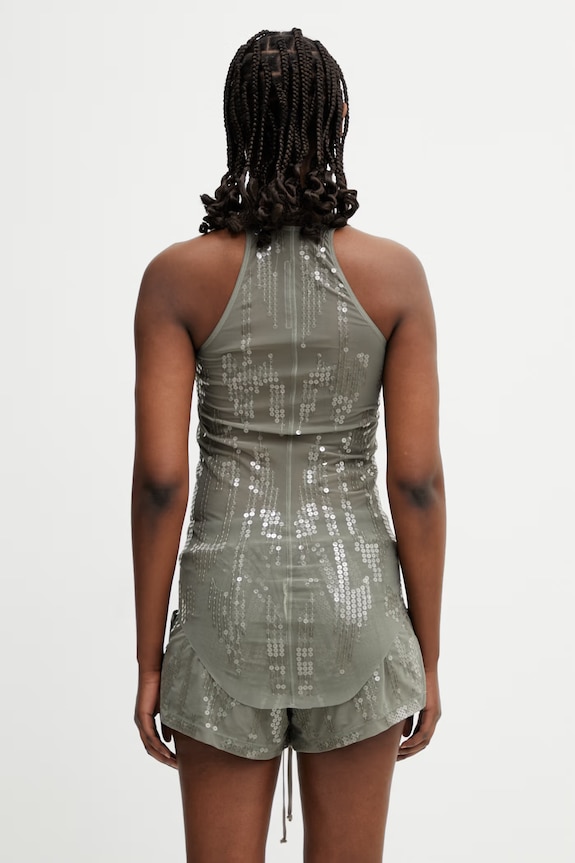 Oblečení Rick Owens Lilies Basic halenka na ramínka dámská s filtry LI01F7101.TUSM21 zelená