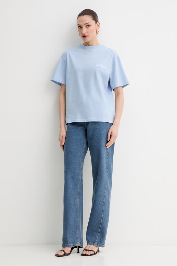 La Mania t-shirt oversize damski bawełniany CARENA CARENA niebieski SS26