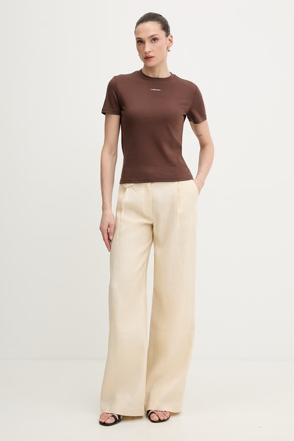 La Mania tricou din bumbac ANN ANN maro SS26