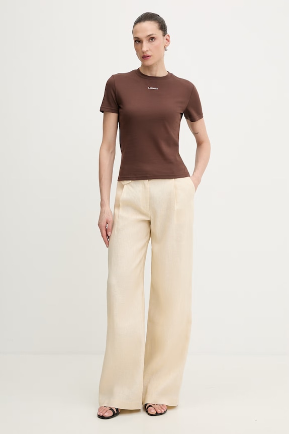 La Mania tricou din bumbac ANN ANN maro SS26