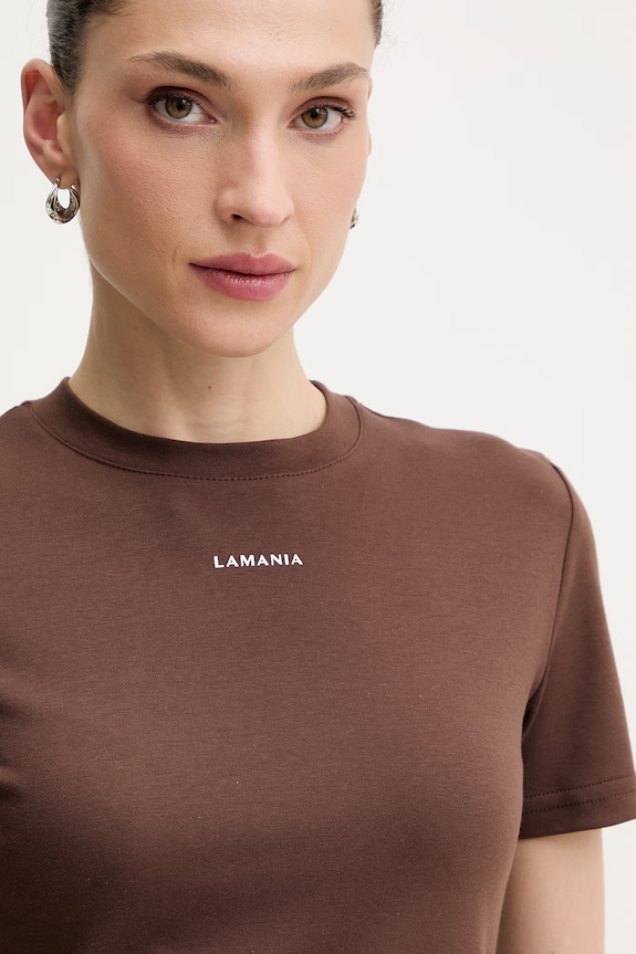La Mania tricou din bumbac ANN maro ANN