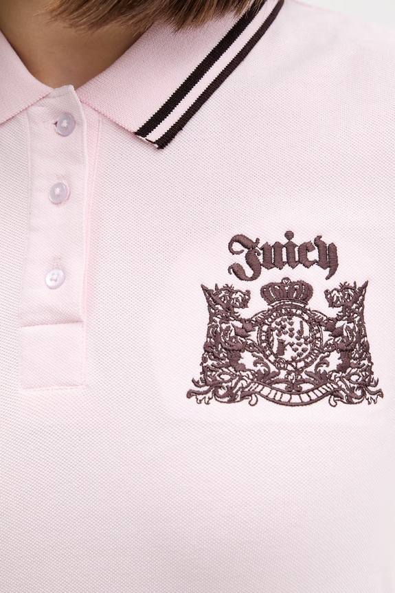 Juicy Couture polo damskie bawełniane POLO TOP JCGCT126015 różowy