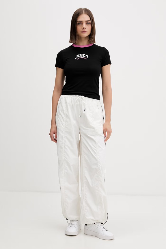 Juicy Couture tričko dámske s bavlnou RINGER TSHIRT JCSCT126403 čierna SS26
