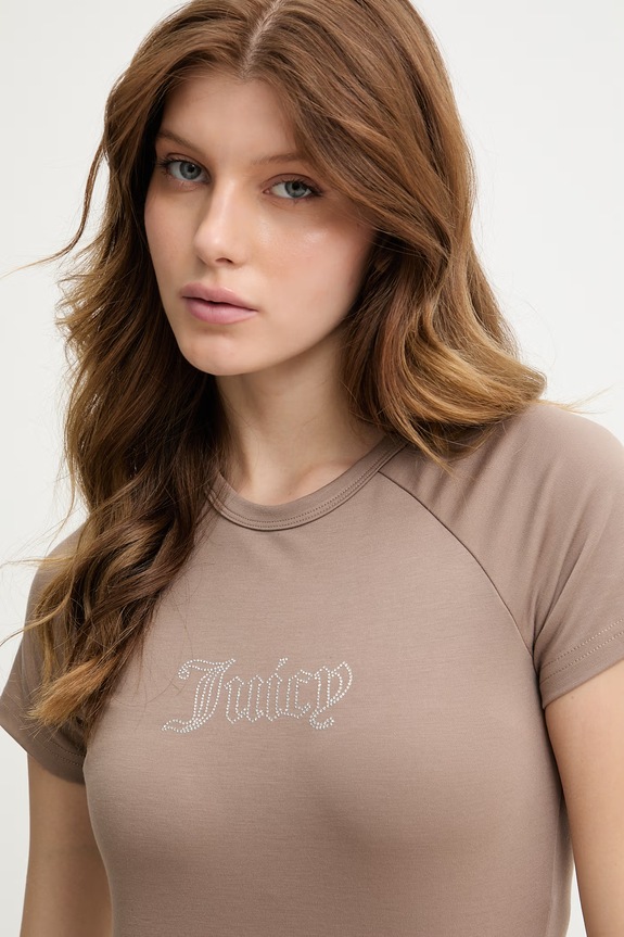 Juicy Couture női modál póló JC BABY TEE barna JCWCT126317