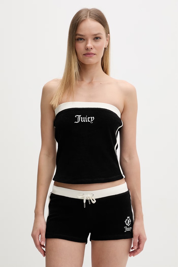 Juicy Couture top damski APPLIQUE BOOBTU czarny JCWSC126314