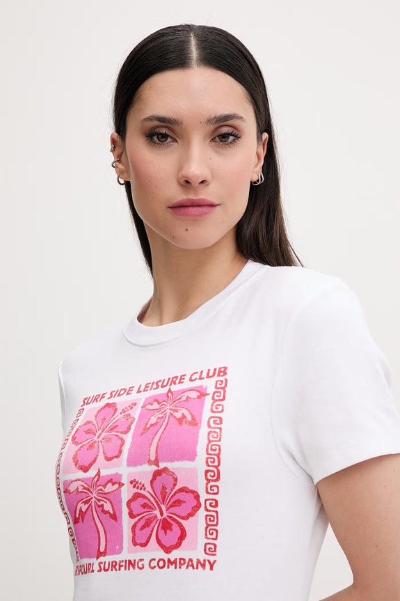 Rip Curl tričko dámske bavlnené s elastanom SURF SIDE biela 0MBWTE