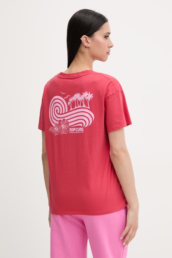 Rip Curl tričko dámske bavlnené OCEAN BREAK červená 0MGWTE