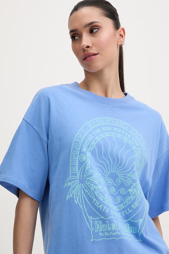 Rip Curl tricou pentru femei, din bumbac HOTEL MALIBU albastru 0MSWTE