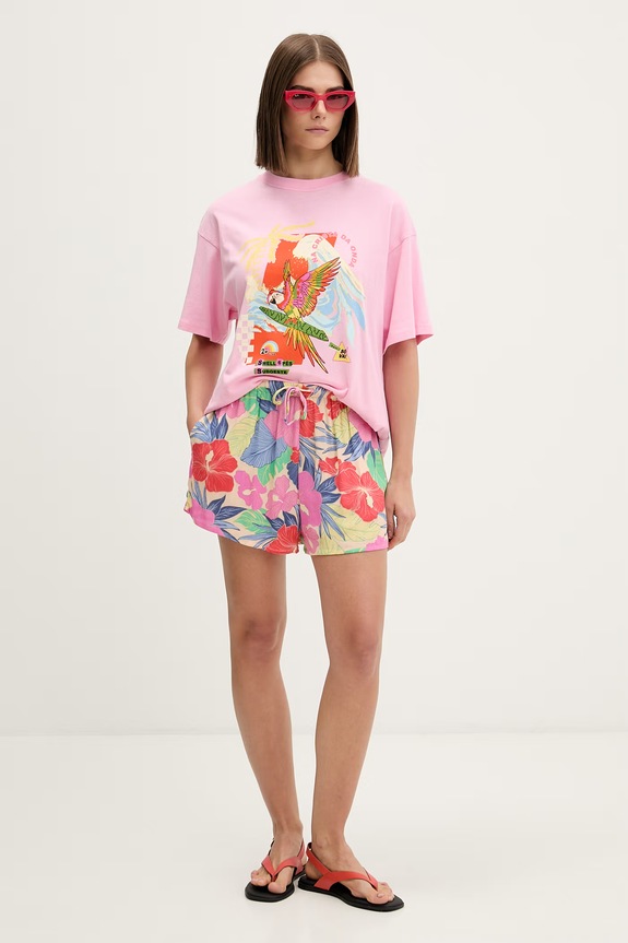 Rip Curl T-shirt damski bawełniany FARM RIO 0NFWTE różowy SS26